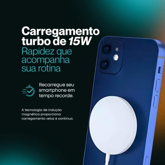 Carregador Magnético Por Indução Premium 15W, Carregamento Turbo, USB-C, Sem Fio, Rápido E Seguro, Marca VARENZIA - Image 2