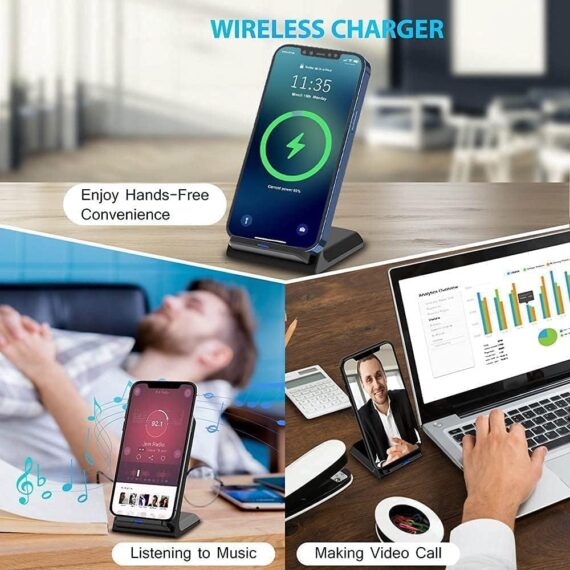 Carregador sem fio 20W máx. Suporte de carregamento rápido sem fio compatível com iPhone 14 15 Pro Max/13 Pro/12/11/XS max/Xs/XR/8, Samsung Galaxy S23/S22/S21/S20/Note 20 e mais telefones (sem - Image 2
