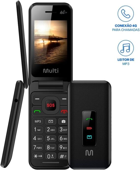 Celular Flip Vita 4G Dual Chip MP3 Preto Multi - P9227 - Image 2