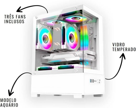Computador CPU PC Gamer Completo Branco Intel Core i5 Memoria Ram 16GB SSD 240GB Monitor Kit Gamer Rosa - Image 2