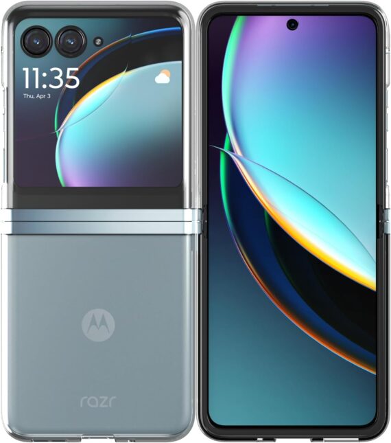Motorola Razr+ (Plus) 2023 / Razr 40 Capa ultra transparente - mostre seu telefone, proteção fina, leve, capa sem dobradiças, recortes de precisão CNC - acabamento em detalhes NCVM azul glaciar - Image 2