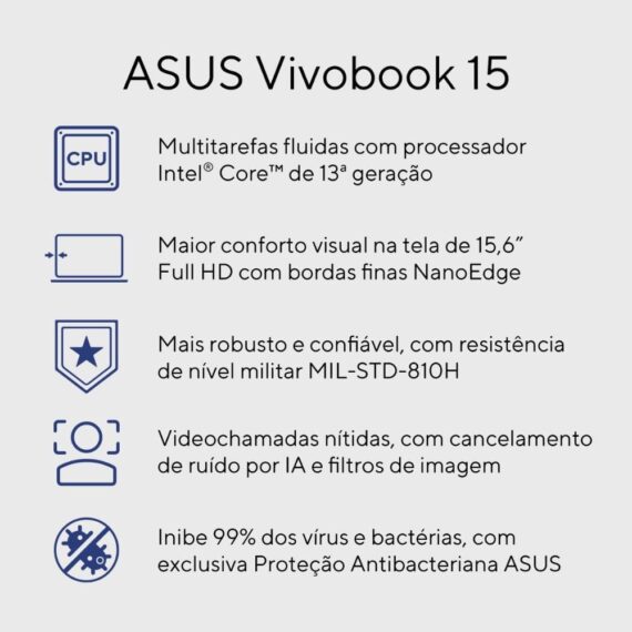 Notebook Asus Vivobook 15 X1504VA Intel Core i5 1334U 16GB RAM 1TB SSD Linux KeepOS Intel Iris Xe Tela 15,6 "LED FHD Silver - NJ2247 - Image 2