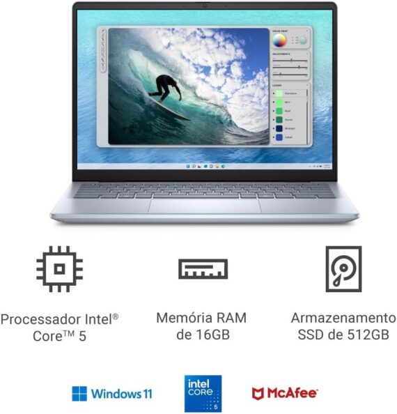 Notebook Dell Inspiron I14-I120U-M20 14 "FHD+ Intel® Core ™ 5 120U 16GB 512GB SSD Windows 11 Prata Gelo - Image 2