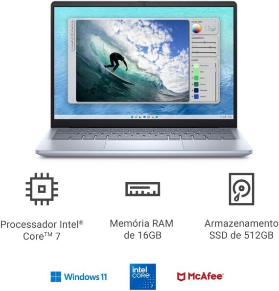 Notebook Dell Inspiron I14-I150U-M50 14 "FHD+ Intel® Core ™ 7 150U 16GB 512GB SSD Windows 11 Prata Gelo - Image 2