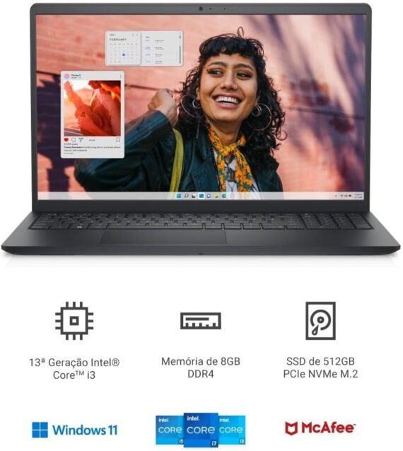 Notebook Dell Inspiron I15-I1300-M50P 15.6 "Full HD 13ª Gen Intel Core i5 16GB 512GB SSD Win 11 Preto carbono - Image 2