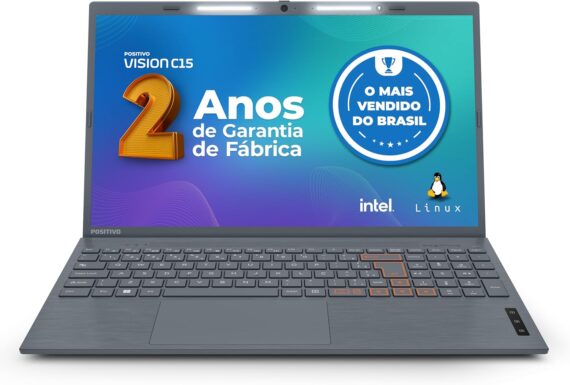 Notebook Positivo Vision C15 Lumina Bar Celeron, 8GB 128GB eMMC, Tela 15 polegadas HD Antirreflexo, Linux, Tecla Link, Cinza - 2 ANOS DE GARANTIA - Image 2