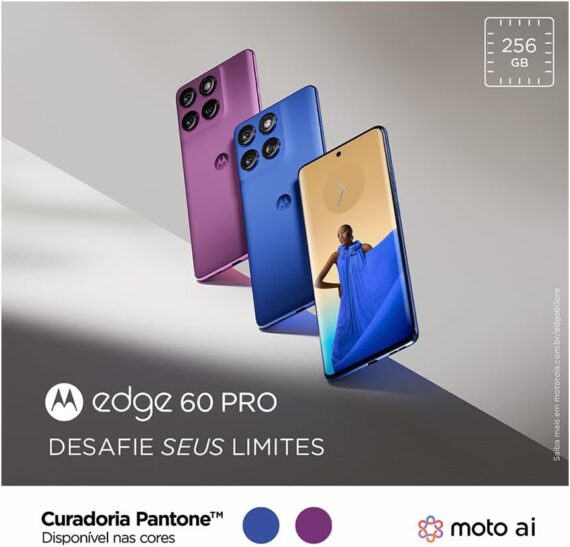 Smartphone Motorola Edge 60 Pro 5G - 256 GB de 24 GB (12 GB de RAM + 12 GB de RAM) TELA Quad curva moto ai 50mp câmera Sony UltrarreSistencia Militar IP68 + IP69 - Violeta - Image 2