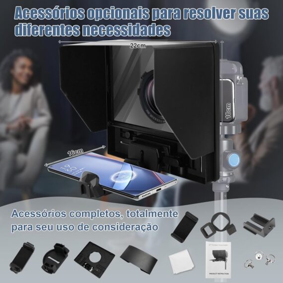 Teleprompter, Teleprompter para Celular, Teleprompter de 10,5 Polegadas, Teleprompter com Controle Remoto e Aplicativo, Portátil - Image 2