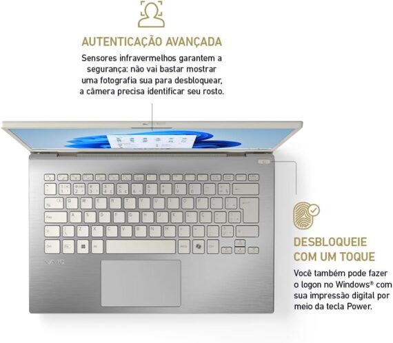 VAIO F14 Notebook, Intel Core i5-1334U 13ª Geração, 16GB RAM, 512GB SSD, Tela 14" Full HD Antirreflexo, Windows 11, Teclado Retroiluminado, Warm White - Image 2